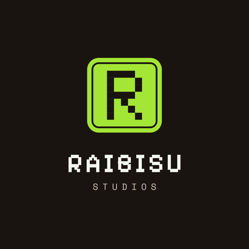 Stacked Raibisu Studios logo on black