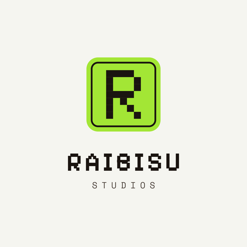 Stacked Raibisu Studios logo on off-white